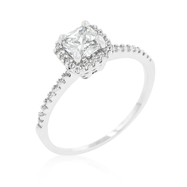 Avera Princess Cut Halo Engagement Ring in Sterling Silver by Avera Group