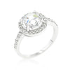 Avera Halo Style Faceted Engagement Ring in Sterling Silver