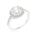 Avera Halo Style Faceted Engagement Ring in Sterling Silver by Avera Group