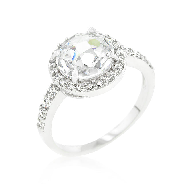 Avera Halo Style Faceted Engagement Ring in Sterling Silver by Avera Group