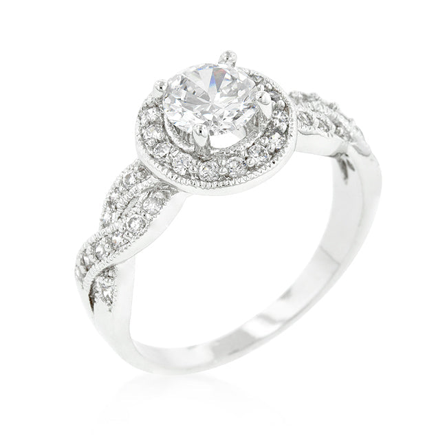 Avera Round Cut Halo Engagement Ring in Sterling Silver by Avera Group