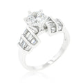Avera Tape Baguette Cubic Zirconia Engagement Ring in Silver by Avera Group