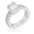 Avera Halo Radiant Wedding Set In Lustrous Silver Tone by Avera Group