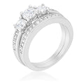 Avera Three Stone Wedding Ring Set In Radiant Silver by Avera Group