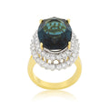 Avera Two-Tone Double Halo Cocktail Ring in Multi-Metal Finish by Avera Group