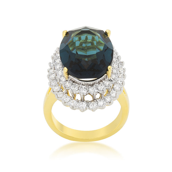 Avera Two-Tone Double Halo Cocktail Ring in Multi-Metal Finish by Avera Group