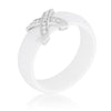 Avera Modern Classic X Ring in Polished White Gold Finish
