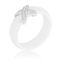 Avera Modern Classic X Ring in Polished White Gold Finish by Avera Group