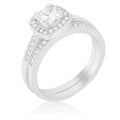 Avera Pave Cushion Wedding Ring Set In Silver Finish by Avera Group