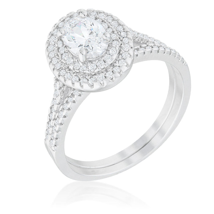 Avera Elegant Oval Wedding Ring Set in Sterling Silver by Avera Group