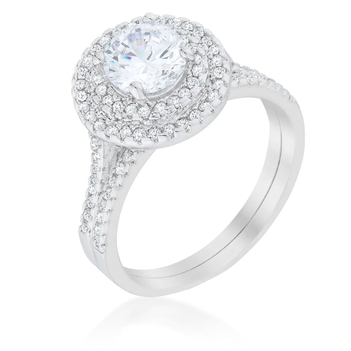 Avera Pave Round Wedding Ring Set In Sterling Silver by Avera Group
