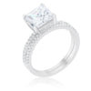 Avera Princess Solitaire Wedding Set Ring in Sterling Silver