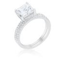 Avera Princess Solitaire Wedding Set Ring in Sterling Silver by Avera Group