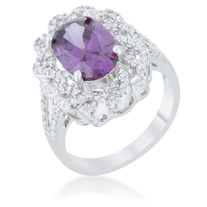 Avera Amethyst Oval Classic Ring in Sterling Silver by Avera Group