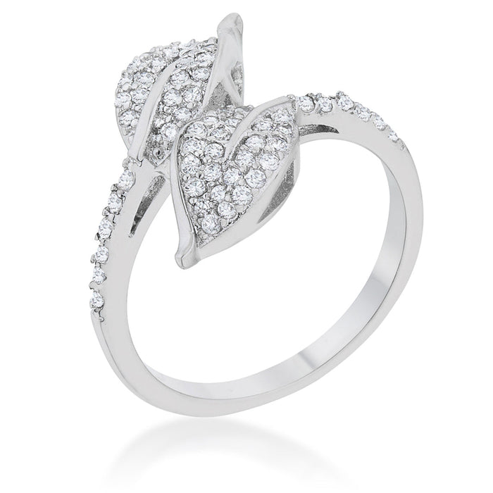 Avera Liana 0.1ct Cubic Zirconia Leaf Wrap Ring in Silver by Avera Group
