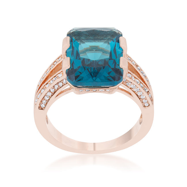 Avera Rema 8.6ct Emerald Classic Cocktail Ring in Turquoise Aqua by Avera Group