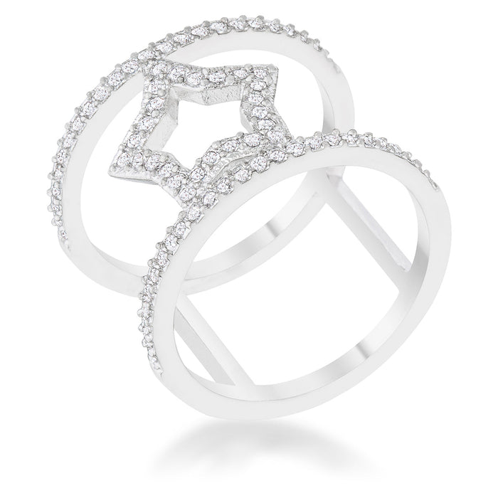 Avera Nailey 0.75ct CZ Star Contemporary Ring in Sterling Silver by Avera Group