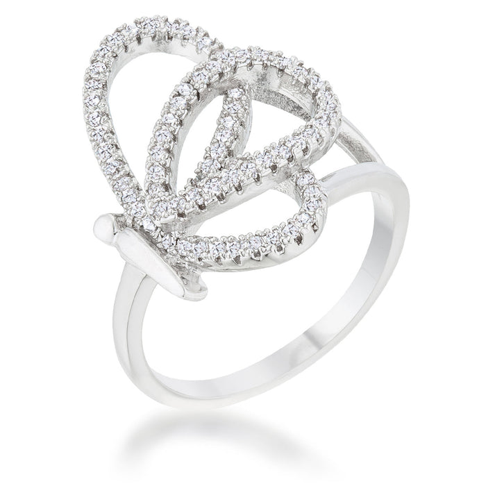 Avera Bea 0.4ct Cubic Zirconia Pave Butterfly Ring in Silver by Avera Group