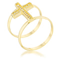 Avera Francis 0.08ct CZ Contemporary Cross Ring in Gold by Avera Group