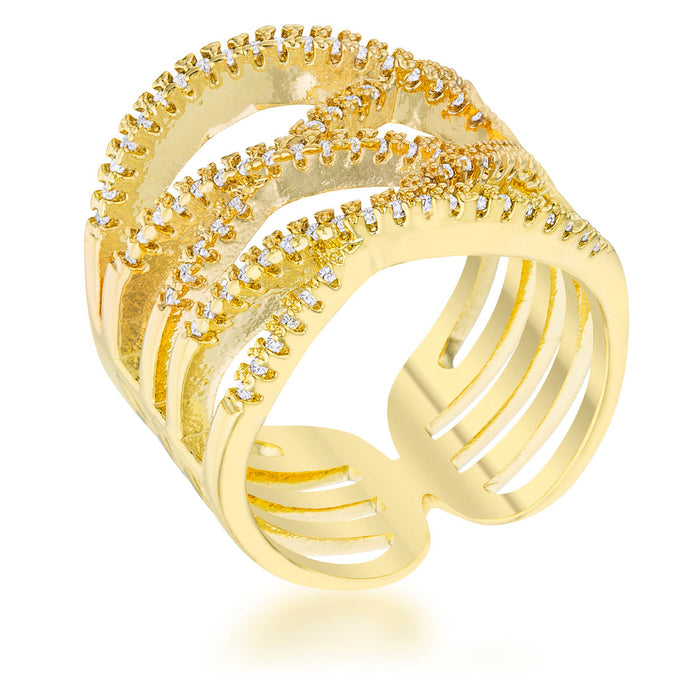 Avera Mandy 0.6ct Cubic Zirconia 14k Gold Contemporary Wide Ring by Avera Group