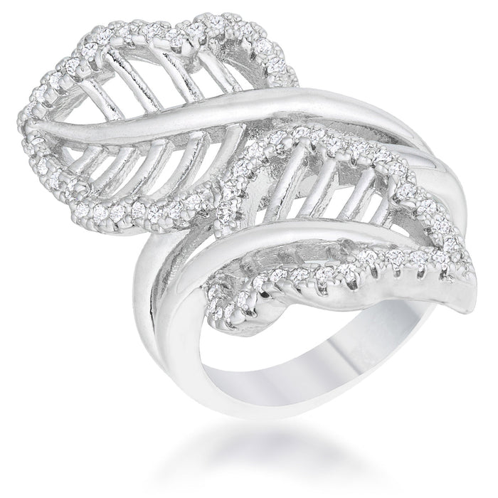 Avera Lina 0.4ct Cubic Zirconia Leaf Wrap Ring in Silver by Avera Group