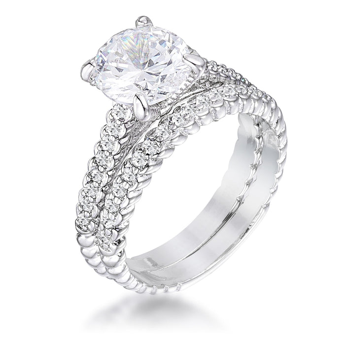 Avera 2.1Ct Plated Baroque Style Wedding Set In Silver by Avera Group