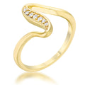 Avera Sheryl 0.07ct CZ 14k Gold Simple Wave Ring by Avera Group