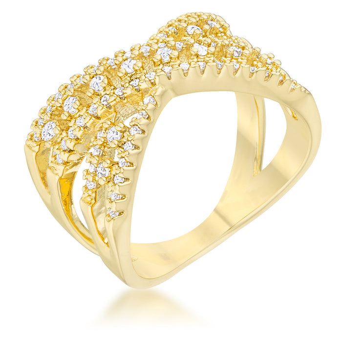 Avera Sandy 0.37ct Cubic Zirconia 14k Gold Classic Criss Cross Ring by Avera Group
