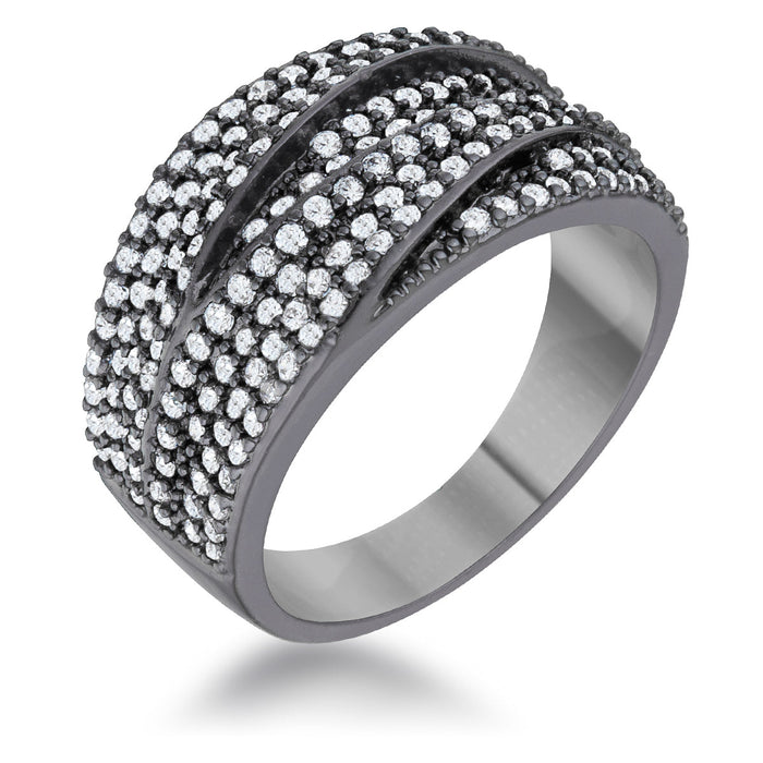 Avera Kina 1.7ct Cubic Zirconia Hematite Contemporary Cocktail Ring by Avera Group