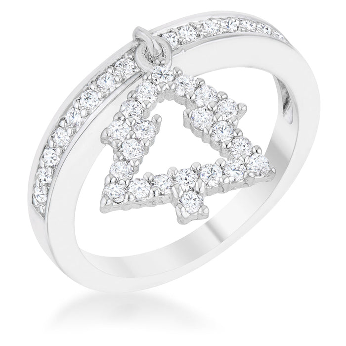 Avera Christmas Tree 0.3ct CZ Holiday Charm Ring Size 5 Silver by Avera Group