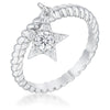 Avera Cubic Zirconia Star Charm Fashion Ring in Sterling Silver