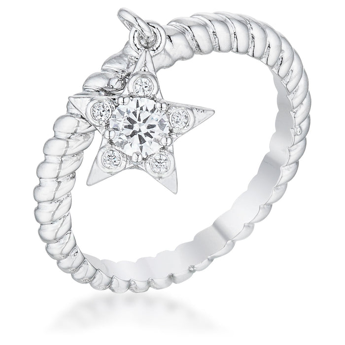 Avera Cubic Zirconia Star Charm Fashion Ring in Sterling Silver by Avera Group