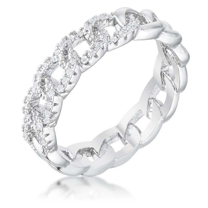 Avera Interlocking Chain Design Ring with Cubic Zirconia by Avera Group