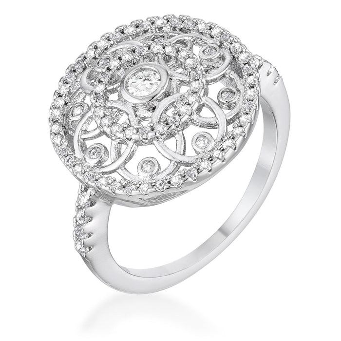 Avera Interlocking Circles Ring with Cubic Zirconia in Silver by Avera Group