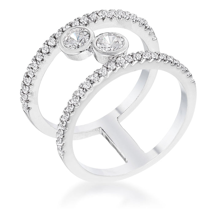 Avera .86Ct Plated Floating Bubbles Cz Ring by Avera Group