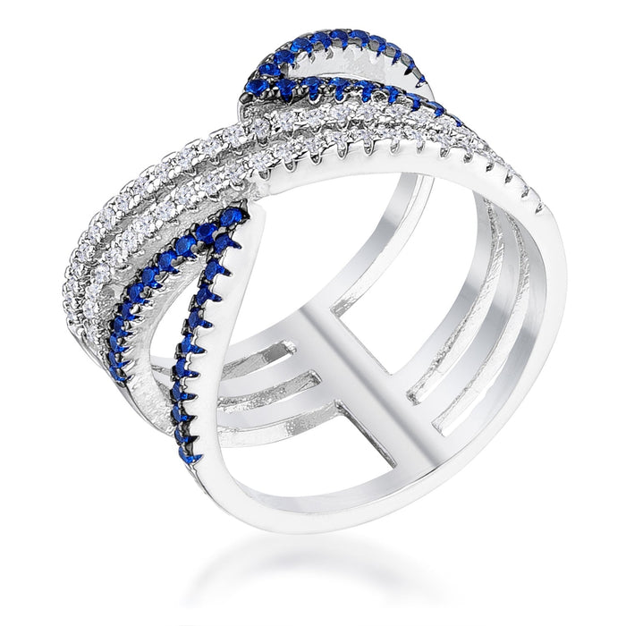 Avera .46Ct Hematite Plated and Cz Micro Pave Crossover Ring by Avera Group