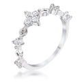 Avera .24Ct Plated Cz Mini Floral Half Eternity Stackable Band by Avera Group