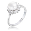 Avera .36Ct Plated Freshwater Pearl and Cubic Zirconia Halo Ring by Avera Group
