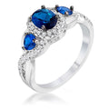 Avera 1.43Ct Hematite Plated Mystic And Cubic Zirconia Three Stone Twisted Shank Ring by Avera Group