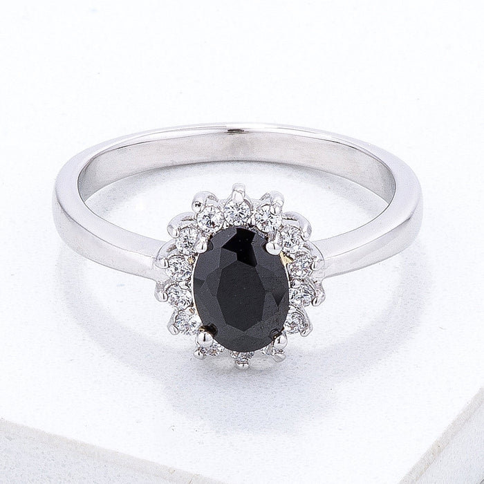 Avera Petite Oval Ring With Black Cubic Zirconia by Avera Group