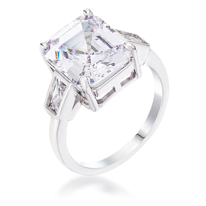 Avera 9.71 Ct Triple Stone Emerald Cut Cubic Zirconia Ring by Avera Group