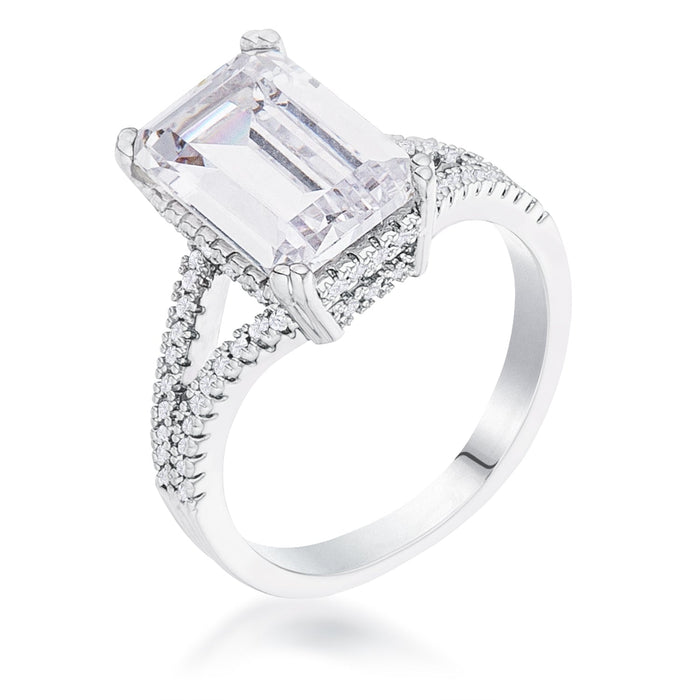 Avera 6.75Ct Plated Emerald Cut Wishbone Ring by Avera Group