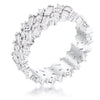 Avera Rhodium Clear Cz Alternating Baguette Round Eternity Band
