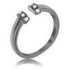 Avera Hematite Petite Cz Open Cuff Ring