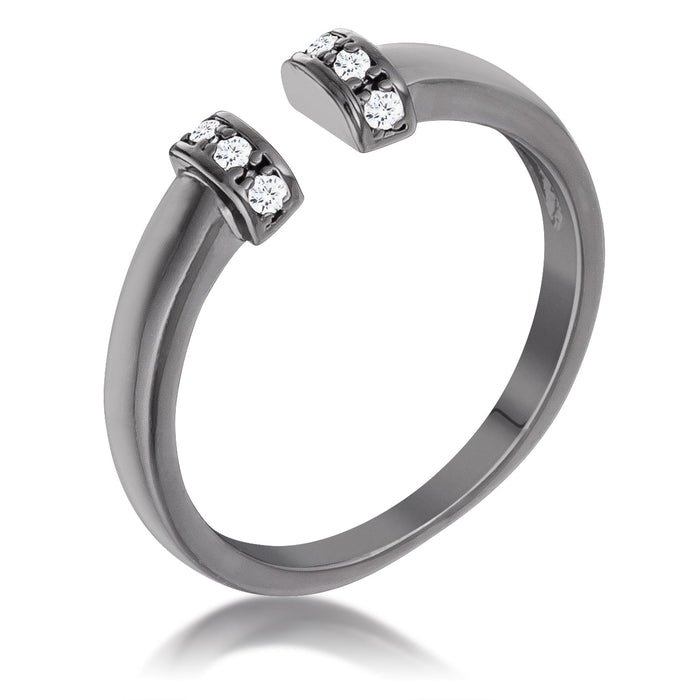 Avera Hematite Petite Cz Open Cuff Ring by Avera Group