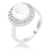 Avera Ethereal Pearl Double Halo Cocktail Ring in Silver