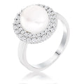 Avera Ethereal Pearl Double Halo Cocktail Ring in Silver by Avera Group