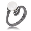 Avera Hematite Pearl Interlocked Double Teardrop Ring