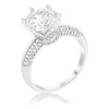 Avera Cz Round Solitaire Quad Micropave Ring In Sterling Silver