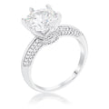 Avera Cz Round Solitaire Quad Micropave Ring In Sterling Silver by Avera Group